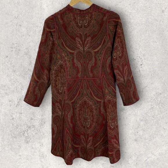 Vintage Rust Brown Floral Shacket Embroidered Sweater Jacket Reversible Coat S - Picture 2 of 9